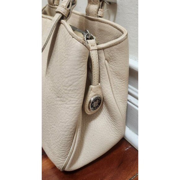 Dooney & Bourke Pebble Leather Satchel Tote Bag Cream Ivory Shoulder Purse - Picture 7 of 16